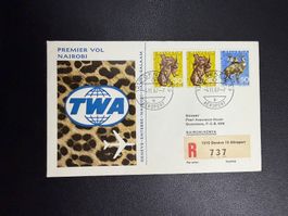 TWA Erstflugbrief Genf-Nairobi 1967