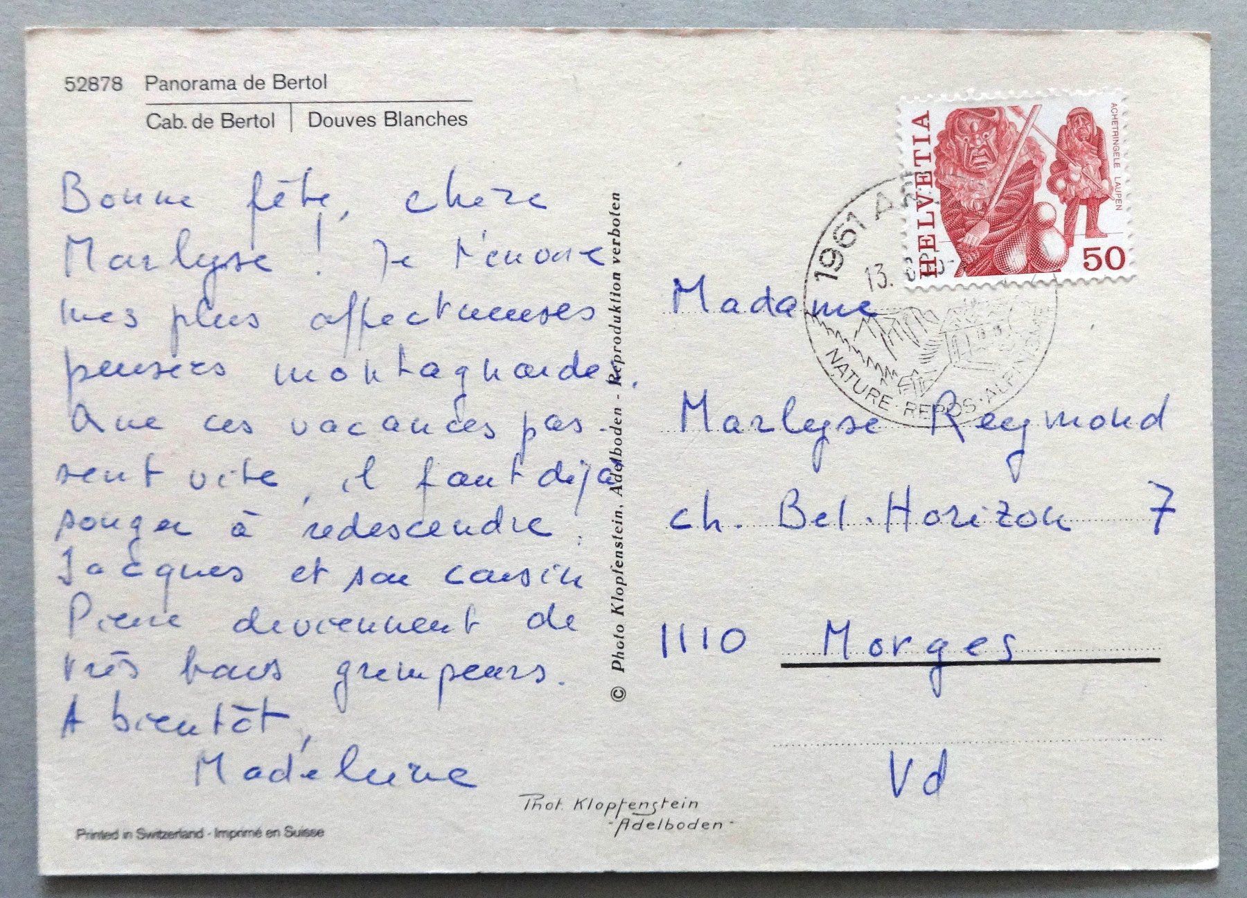 Cartes postales: Panorama de Bertol – D'occasion à Fétigny par Billy2miny 1