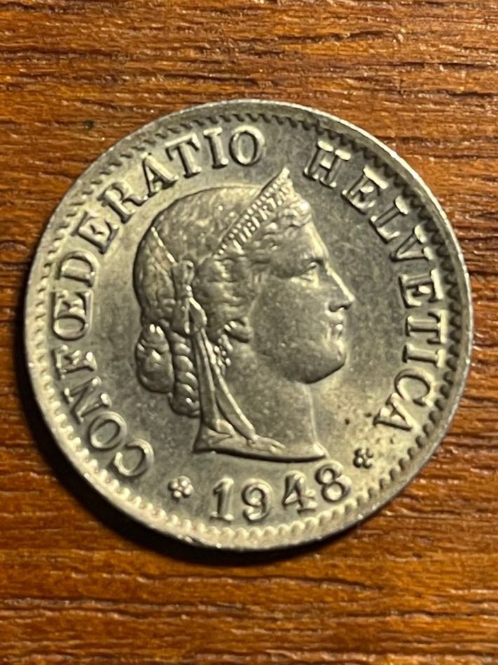 Tutti le monete: (77) 5 Rappen 1948 – Usato da Aesch BL venduto da masmusgo