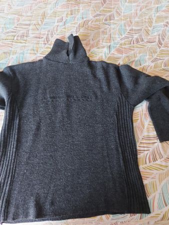 warmer Pullover L aus Wolle/Baumwolle mit Reissverschluss