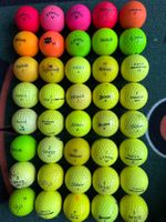 45 div. farbige Golfbälle, 2. kl, viel gebraucht