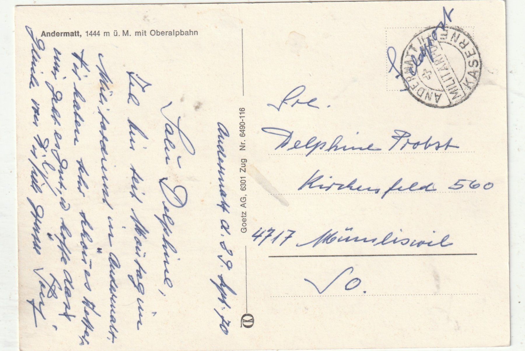 Cartoline postali: Andermatt Oberalpbahn – Usato da Lumbrein venduto da made02 1