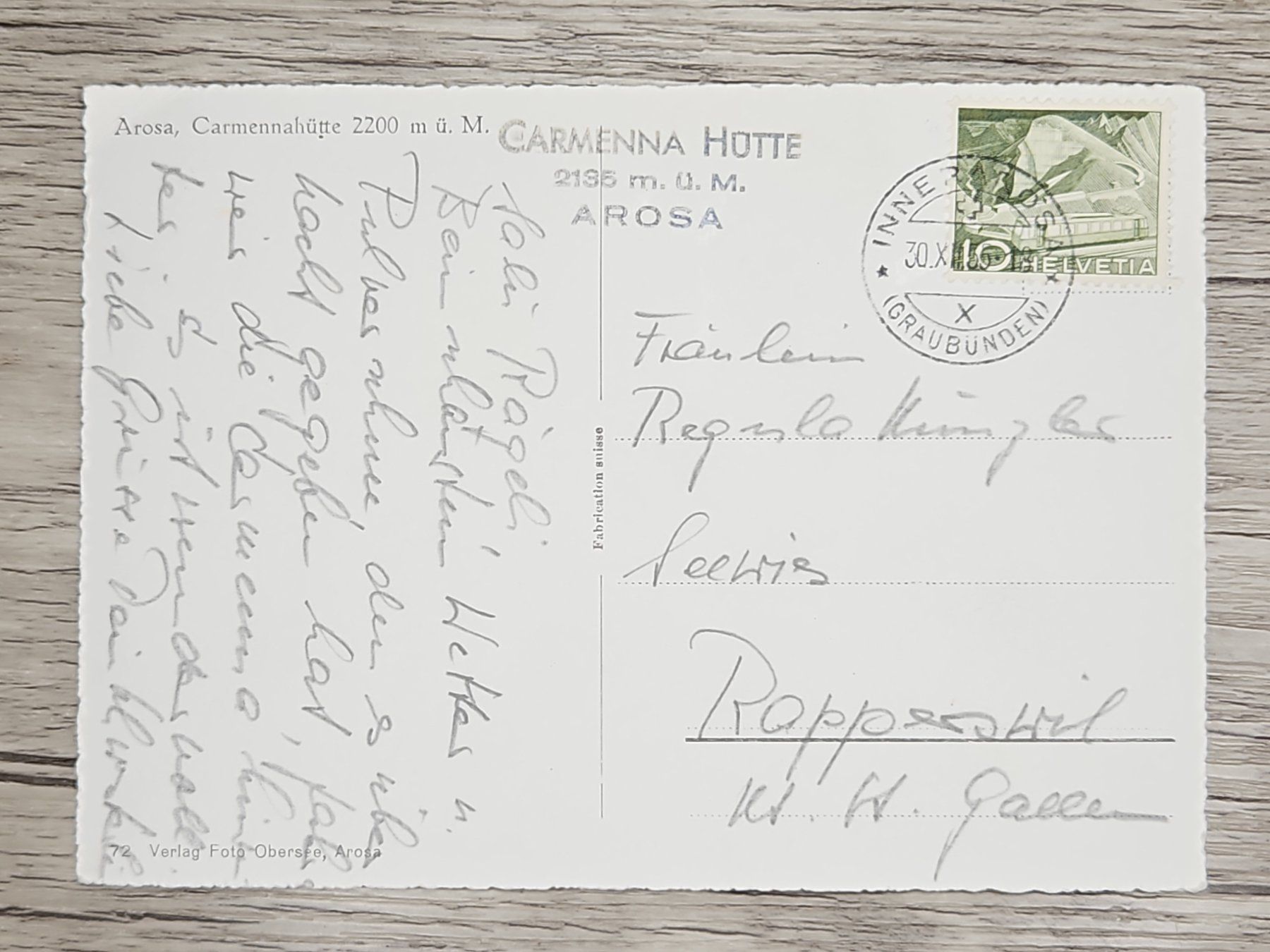 Tutti i francobolli: CL22 Carte Postale + Timbre Suisse 1955 – Usato da Cousset venduto da Patrick_Collections 1