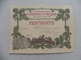 Karte Zentralschweizer Schützenfest Burgdorf 1907 Festkarte