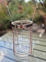 Eiskübel Glas Metall mit Henkel alt gebraucht