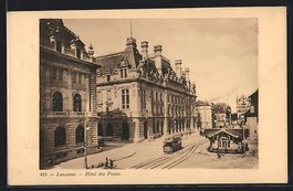 Lausanne, Strassenbahn am Hotel des Post