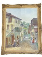 Aquarelle A. Hillebrand 1929,  cadre doré