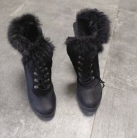Bugatti Damen Stiefel schwarz mit Fellbesatz