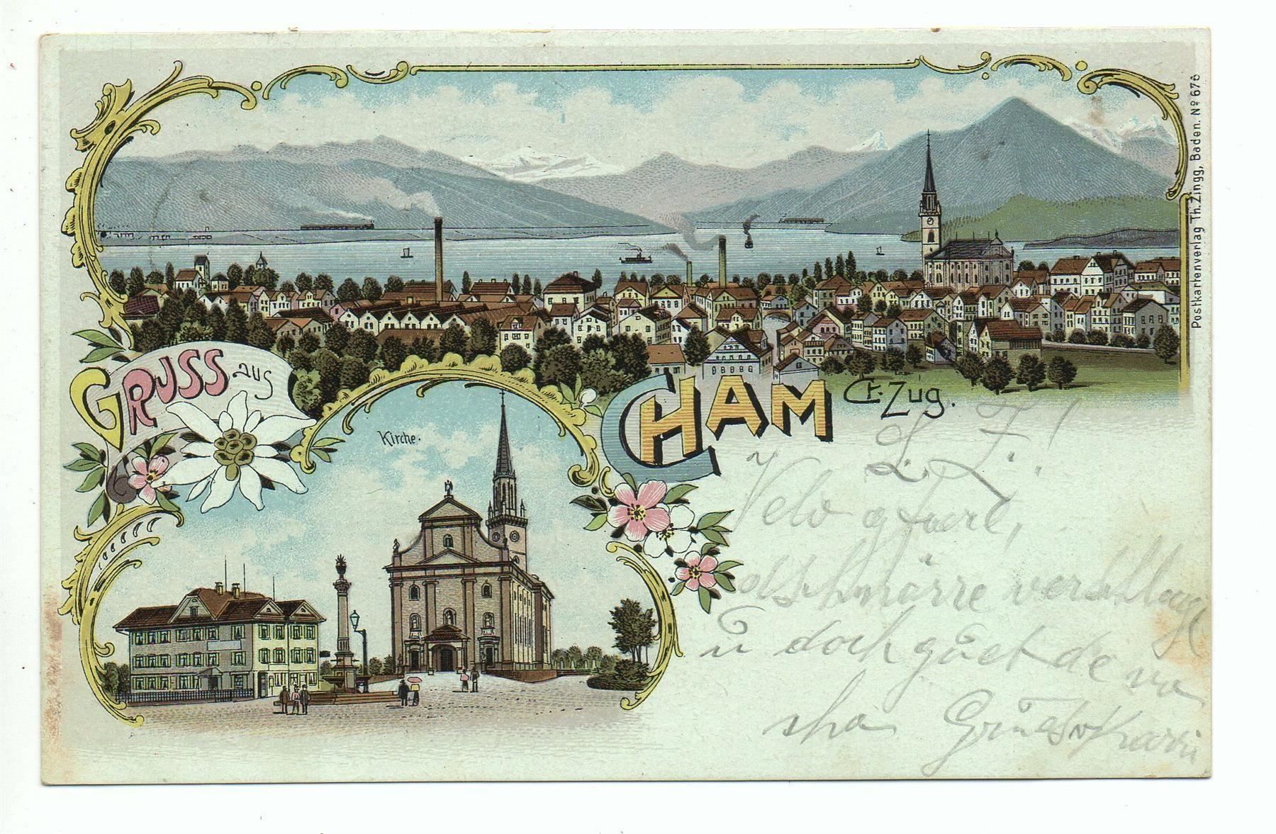 Cartoline postali: LITHO Gruss aus CHAM 1902 – Usato da Jona venduto da philajona