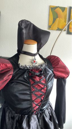 Costume de vampire noir et rouge pour femme, occasion