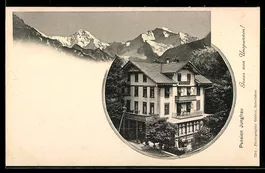 AK Interlaken, Pension Jungfrau und Bergpanorama