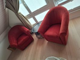 2 Rote Natuzzi Sessel (Model 1905; Artikel Elora )