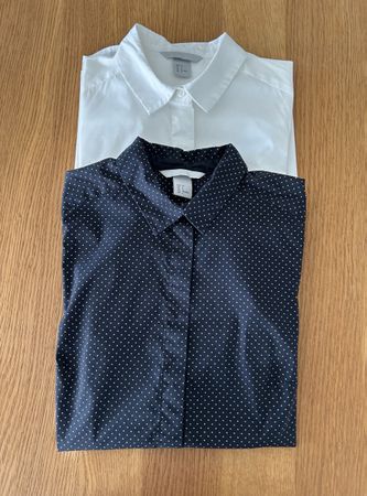 H&M 2 x Damen Hemdbluse Gr. 34 Weiss und Blau