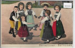 Bernerinnen - Bernoises - Trachtenkinder - Präge-Litho