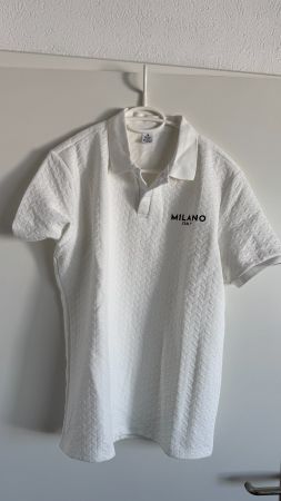 MILANO ITALY Poloshirt – Weiß mit Struktur – Gr. M