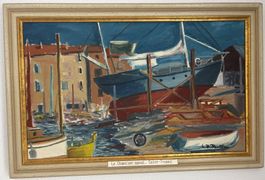 Ernst H. Flentjen "Le Chantier naval" St. Tropez  Oelgemälde
