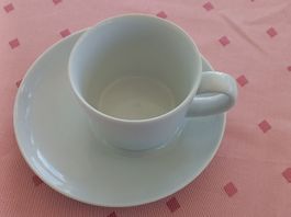 Kaffeetasse mit Unterteller, Porzellan, weiss, Kahla