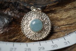 Aquamarin    Rund        Anhänger   925 Silber