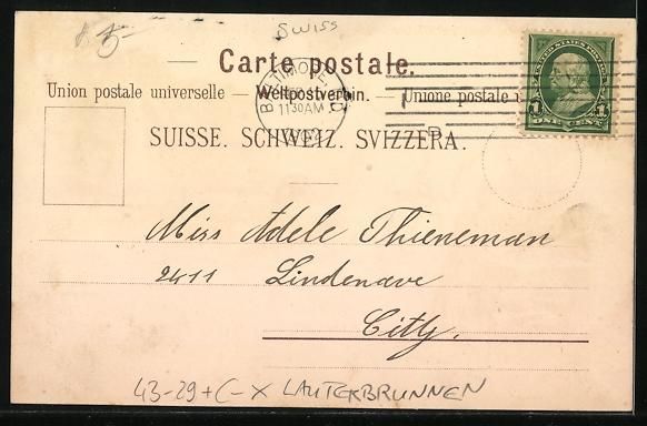 Cartoline postali: Litho Lauterbrunnen, Zeitung Schweizeris – Usato da Berlin venduto da bartko-reher 1