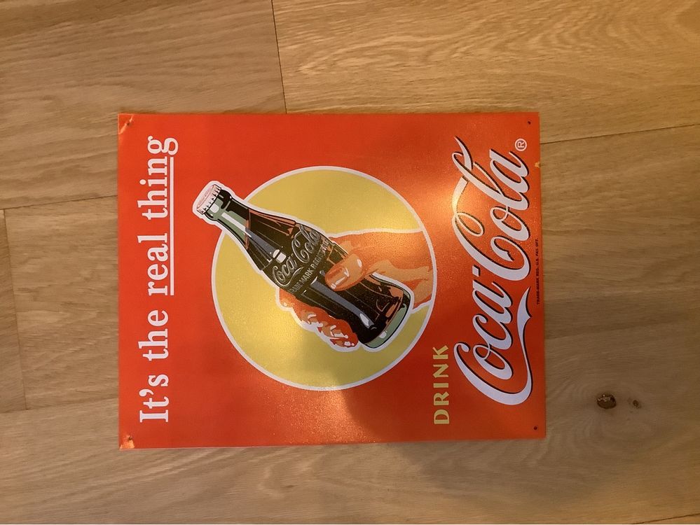 1970ca * Insegna in Metallo COCA COLA, Ice Cold - Sold Here Trade Mark (B