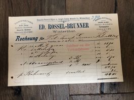 Antike Rechnung ROSSEL-BRUNNER Winterthur 1893 !!!