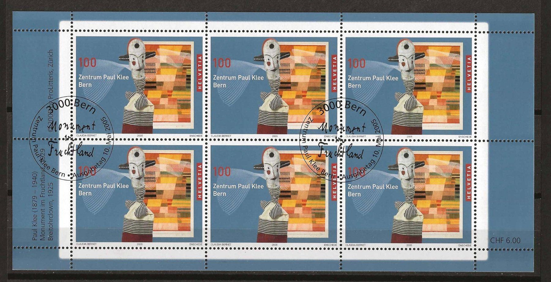 Alle Briefmarken: Kleinbogen Paul Klee 2005 Ersttag – Gebraucht aus Zürich von Philacat11