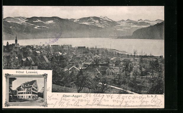Cartoline postali: Ober-Aegeri, Hotel Loewen, Totalansicht – Usato da Berlin venduto da bartko-reher