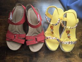Zwei Paar Damensandalen Keilabsatz Grösse 36 used