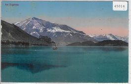 Am Zugersee mit Dampfer - Litho