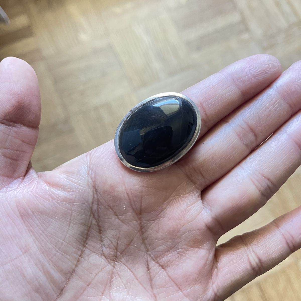 Anelli: 925er Silberring mit ovalem schwarzen Stein – Usato da Bern venduto da dek_7bjd 8