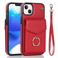 Schutzhülle Etui für iPhone 15 Plus mit Kartenfächer + Gurt