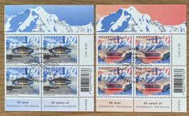 💥2 x 4er Blöcke 50 Jahre Schilthorn-Seilbahn - gestempelt