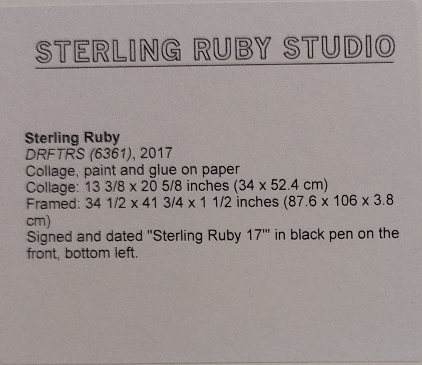 Poster & Bilder: Sterling Ruby Collage "DRFTRS", 2017, gerahmt, neuwertig – Neu (gemäss Beschreibung) aus Kriens von ogr_xns7 2