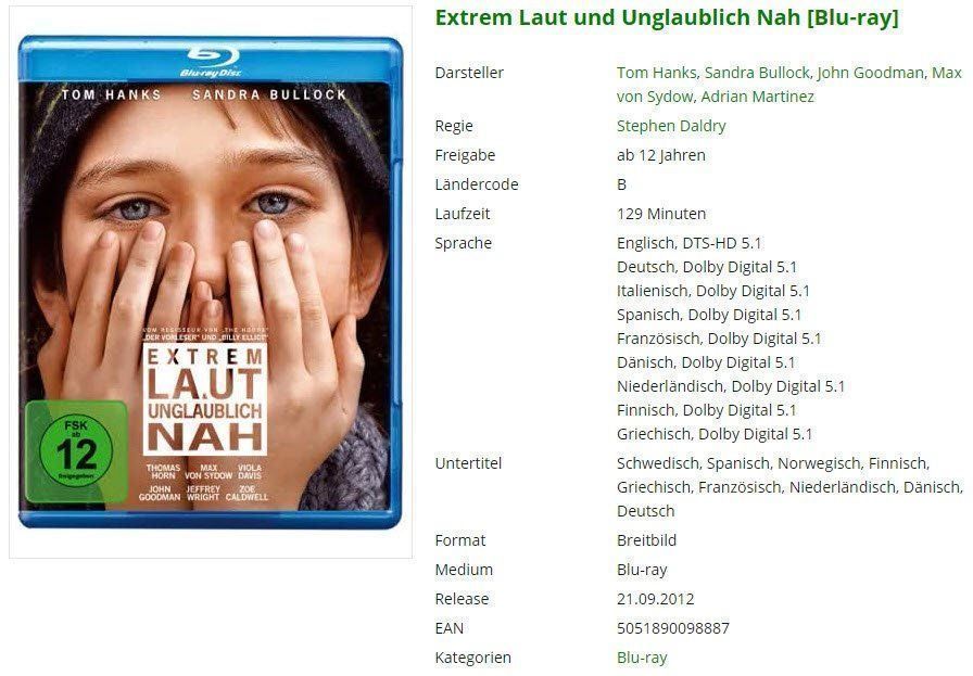 Tutti i DVDs: Extrem Laut und Unglaublich Nah – Usato da Buchrain venduto da Sssschaller