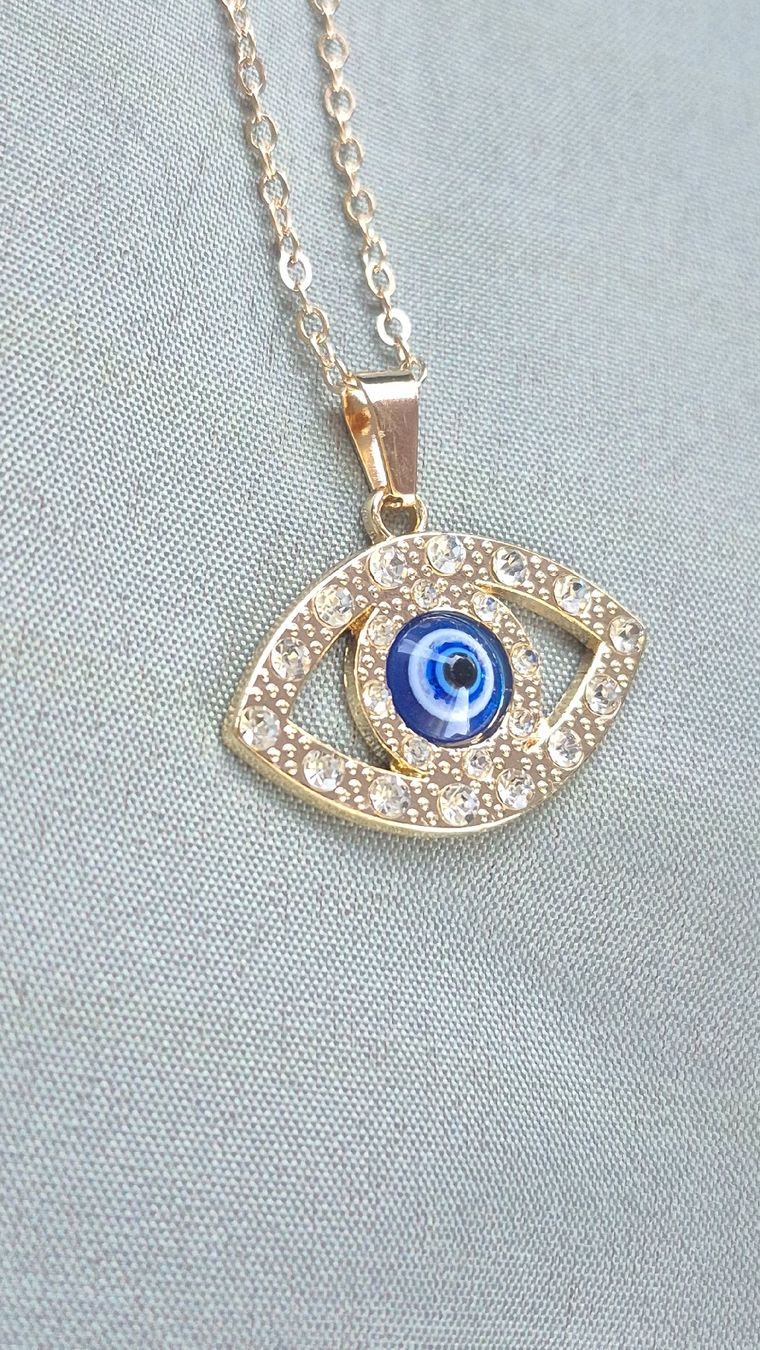 Catenine: Collana occhio azzurro con zirconi dorata nuovo – Nuovo (secondo la descrizione) da Giubiasco venduto da Stefaniav 3