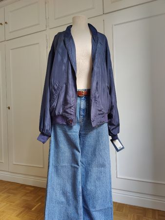 Deadstock vintage Wampum pure silk bomber jacket