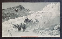 AK Kutsche FURKASTRASSE Rhonegletscher um 1910 Pferde
