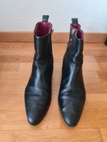 ommy Hilfiger Leder-Lederstiefeletten Schwarz - Gr. 42