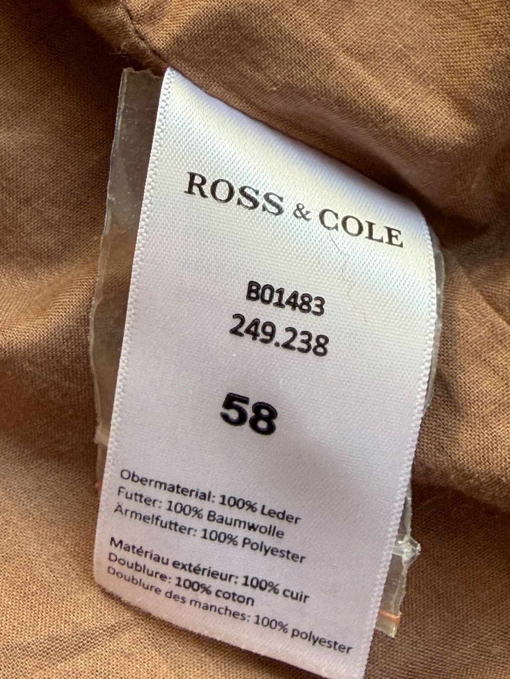 Giacche: ROSS & COLL  Leder Oversize Jacke Größe 58 Farbe: Cognac – Usato da Interlaken venduto da Bona55 8