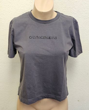 Calvin Klein Jeans Damen T-Shirt Grau Logo Gr. M