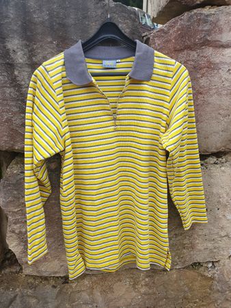 GreenVillage Langarm Poloshirt gelb/grau Gr. S