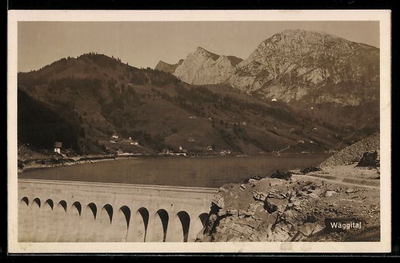 Ansichtskarten: AK Wäggital, Staumauer und Stausee – Gebraucht aus Berlin von bartko-reher