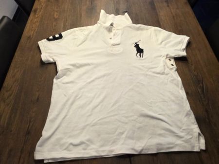 Ralph Lauren Polo, weiss / schwarz, Gr. L (Custom Fit)
