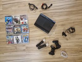 Sony PS3 Super Slim 12GB – 2 Controller, Move & 9 Spiele