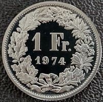 1 Franken 1974 pp / aus Münzsatz / in einer Münzkapsel