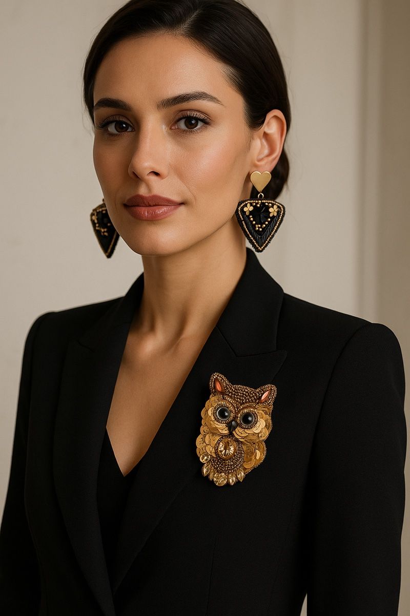 Spille & Fermagli: Elegant Sequin Owl Brooch: Statement Piece for Fall! – Nuovo (secondo la descrizione) da Oftringen venduto da Eylem79