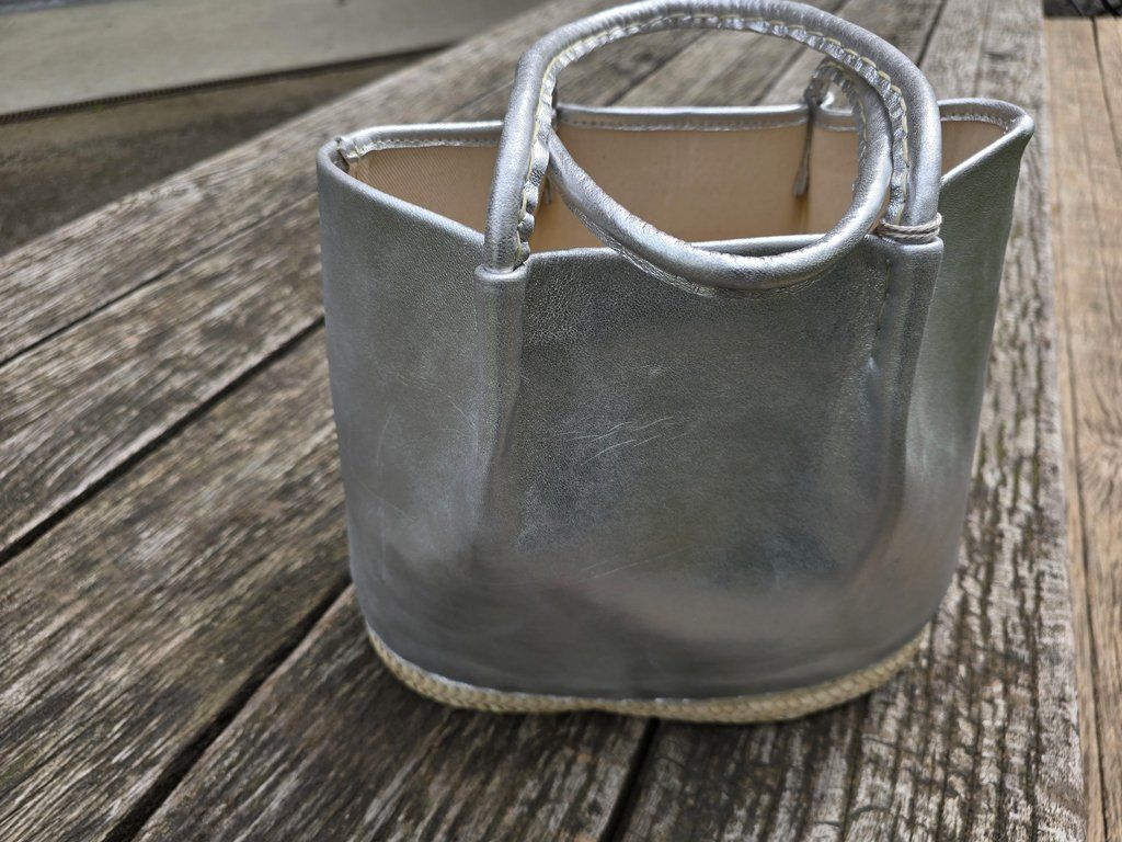 Borse da donna: Korb: Korbtasche Leder silber-ANGEBOT – Nuovo (secondo la descrizione) da Romanshorn venduto da Rachacha 2