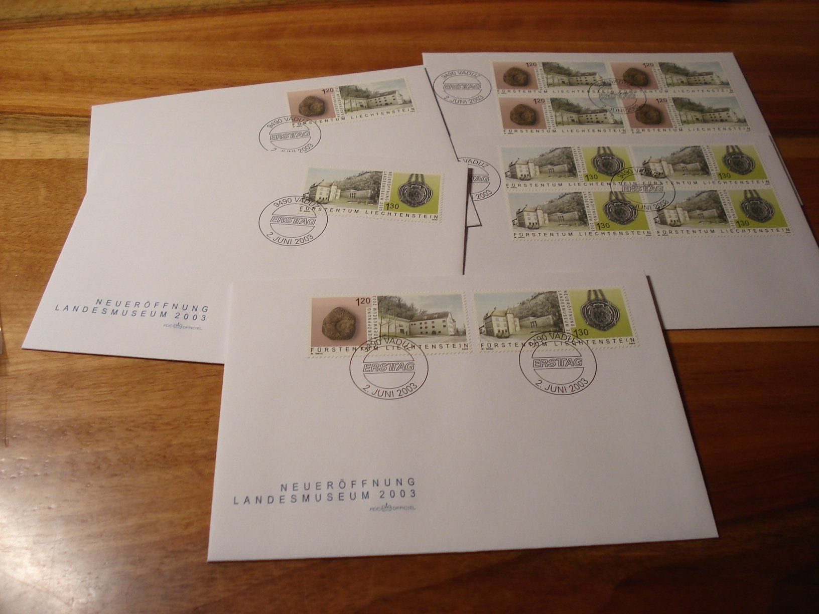 Tutti i francobolli: Liechtenstein 2003, Landesmuseum,FDC Satz, Einzel + 4erblock – Usato da Niederwil AG venduto da morostahu 1
