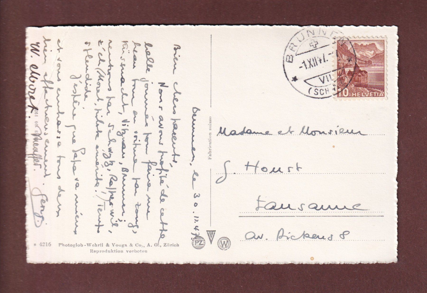 Cartes postales: BRUNNEN - 1947 // Falte // – D'occasion à Pully par nicecards-shop 1