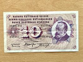 Banknote 1965 10 Franken Schweiz fast ungefaltet